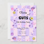 パープルポップ・アートのミュージックトゥイーン10代の誕生日招待状 招待状 (正面)