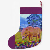 パープルポニークリスマスホース スモールクリスマスストッキング (裏面)