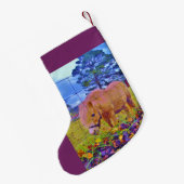 パープルポニークリスマスホース スモールクリスマスストッキング (裏面 (吊り時))