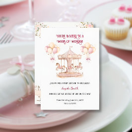 パープルポニードリームズミニマリストベビー招待状 招待状