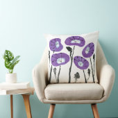 パープルポピーモダンズボホ水彩花 クッション (椅子)