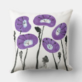 パープルポピーモダンズボホ水彩花 クッション (裏面)