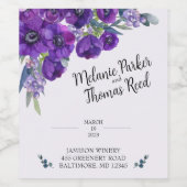 パープルポピー結婚のワインボトルラベル ワインラベル (シングルラベル)