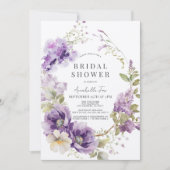パープルポピー&薄紫フローラブライダルシャワー 招待状 (正面)