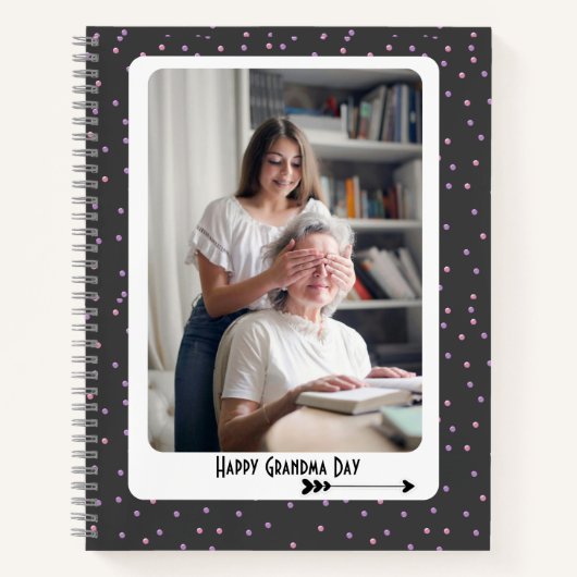 パープルポルカおばあちゃんフォトノートブック ノートブック (正面)
