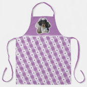 パープルポープリントチェックパターンドッグフォト エプロン (正面)