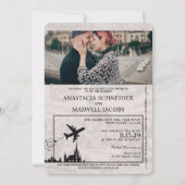 パープルポーランドパスポート結婚式招待状 招待状 (正面)