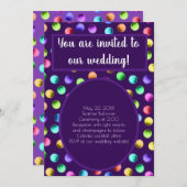 パープルポ点々のあるロ結婚カ 招待状 (正面/裏面)