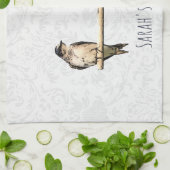 パープルマかわいらしーティン名前をカスタムするバードキッチントウ キッチンタオル (折り畳み)