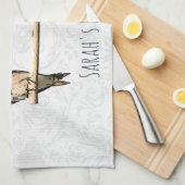 パープルマかわいらしーティン名前をカスタムするバードキッチントウ キッチンタオル (四つ折り)