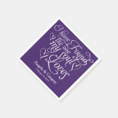 パープルマイソウルラブズパーソナライズされたハート結婚ズ スタンダードカクテルナプキン (角)