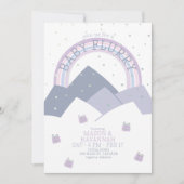 パープルマウンテンスノーぼやけ赤ちゃんシャワー招待状 招待状 (正面)