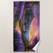 パープルマウンテンバレーサンライズ ビーチタオル (正面)