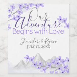 パープルマウンテン薄紫フローラ水彩 ワインラベル