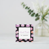 パープルマカロンパターンスイートトリートデザートベーカー スクエア名刺 (スタンド正面)