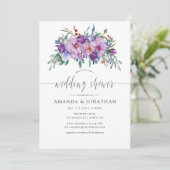 パープルマグノリアスとバラウェディングシャワー 招待状 (スタンド正面)
