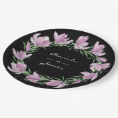 パープルマグノリアフローラリース水彩 ペーパープレート (アングル)