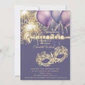 パープルマスカレーデきらめくファイアーワークキンセニェラ 招待状 (正面)