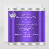 パープルマスカレードキンセアニェラマスクハイヒール 招待状 (裏面)