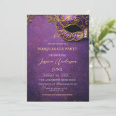 パープルマスカレードパーティー誕生日 招待状 (スタンド正面)
