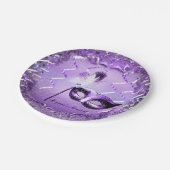 パープルマスカレードマスクエレガントボールパーティー ペーパープレート (アングル)