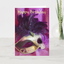 パープルマスカレードマスク誕生日カード カード