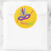 パープルマスクフェザーマーディグラスパーティーおもしろいオレンジ ラウンドシール (バッグ)