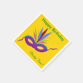 パープルマスク バースデー ナプキン スタンダードカクテルナプキン (角)