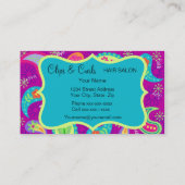 パープルマゼンタターコイズブルーモダンペイズリー 名刺 (裏面)