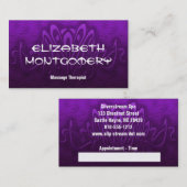 パープルマッサージセラピーアポイントメント名刺 予約カード (正面/裏面)