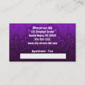 パープルマッサージセラピーアポイントメント名刺 予約カード (裏面)