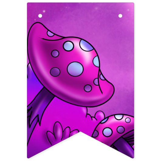 パープルマッシュルームフェアリー誕生日 バンティングフラッグ (第1の旗)