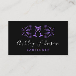 パープルマルチニグラスナイトクラブバーバーテンダー 名刺