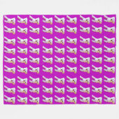 パープルマルチーズドッグかわいいホワイトカドル4Winston フリースブランケット (正面(横))