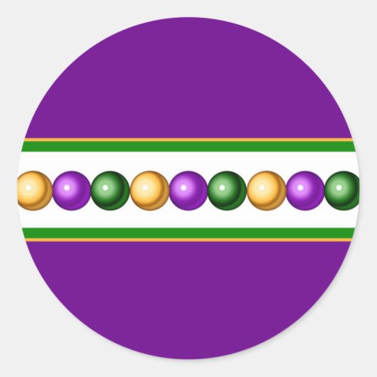 パープルマルディグラスビーズステッカー ラウンドシール (正面)