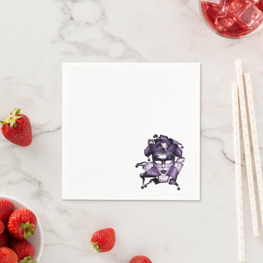 パープルマルディグラスマスカレード スタンダードカクテルナプキン (インサイチュ)