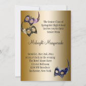 パープルマルディグラスマスクマスカレードパーティー 招待状 (裏面)