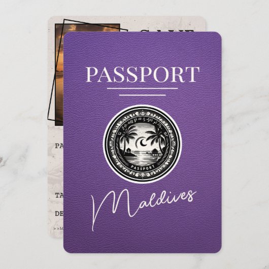 パープルマルディーブスパスポ ート セーブ・ザ・デート (正面/裏面)