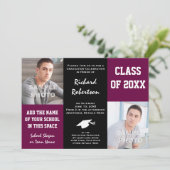 パープルマルーンとブラックカスタムアスリート卒業 招待状 (スタンド正面)