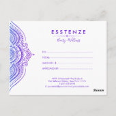 パープルマンダラギフト証明書デザイン ポストカード (裏面)