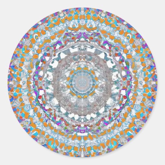 パープルマンダラクラシックララウンドステッカー ラウンドシール (正面)