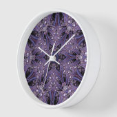 パープルマンダラジオメトリックサイケデリックフローラ 壁時計 (傾斜)