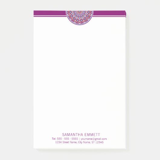 パープルマンダラモダンプロフェッショナルPost-it® Notes ポストイット (正面)