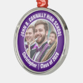 パープルマーチングバンド写真高校クリスマス メタルオーナメント (左)