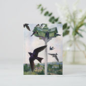 パープルマーチンズとそのバードハウス ポストカード (スタンド正面)