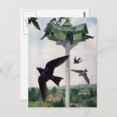 パープルマーチンズとそのバードハウス ポストカード (正面/裏面)