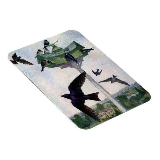 パープルマーチンズとそのバードハウス マグネット (右側)