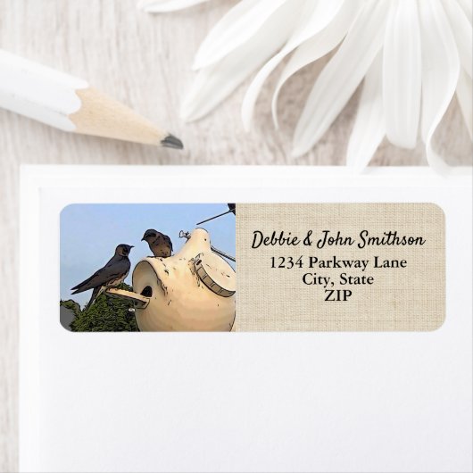 パープルマーティンバーズ自然差出人住所野鳥観察 ラベル (インサイチュ)