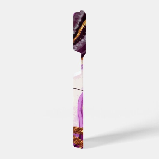 パープルマーブルアンドグリッター iPhoneケース (右側面)