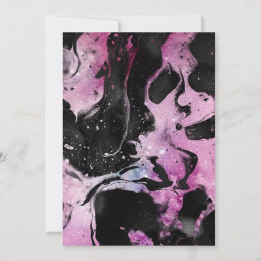 パープルマーブルグリッタースパークルアエージ誕生日 招待状 (裏面)